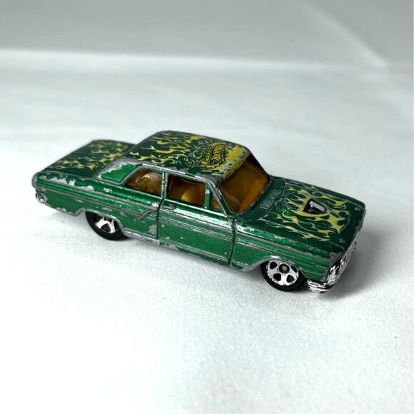Hot Wheels Ford Thunderbolt 2001 Green Flames Vintage Car Mattel 1:64 Diecast - Picture 4 of 8
